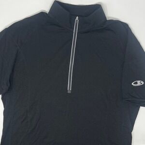Icebreaker GT 150 Ultralite Mens Large Merino Wool Half Zip Short Sleeve *Hole*